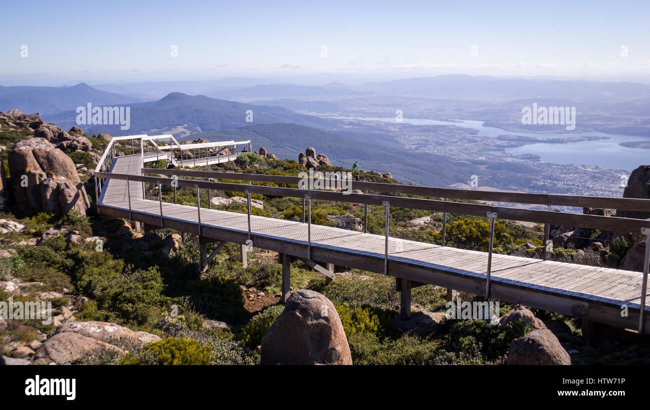 Gehweg am Mount Wellington Lookout in Hobart, Tasmanien Stockfoto