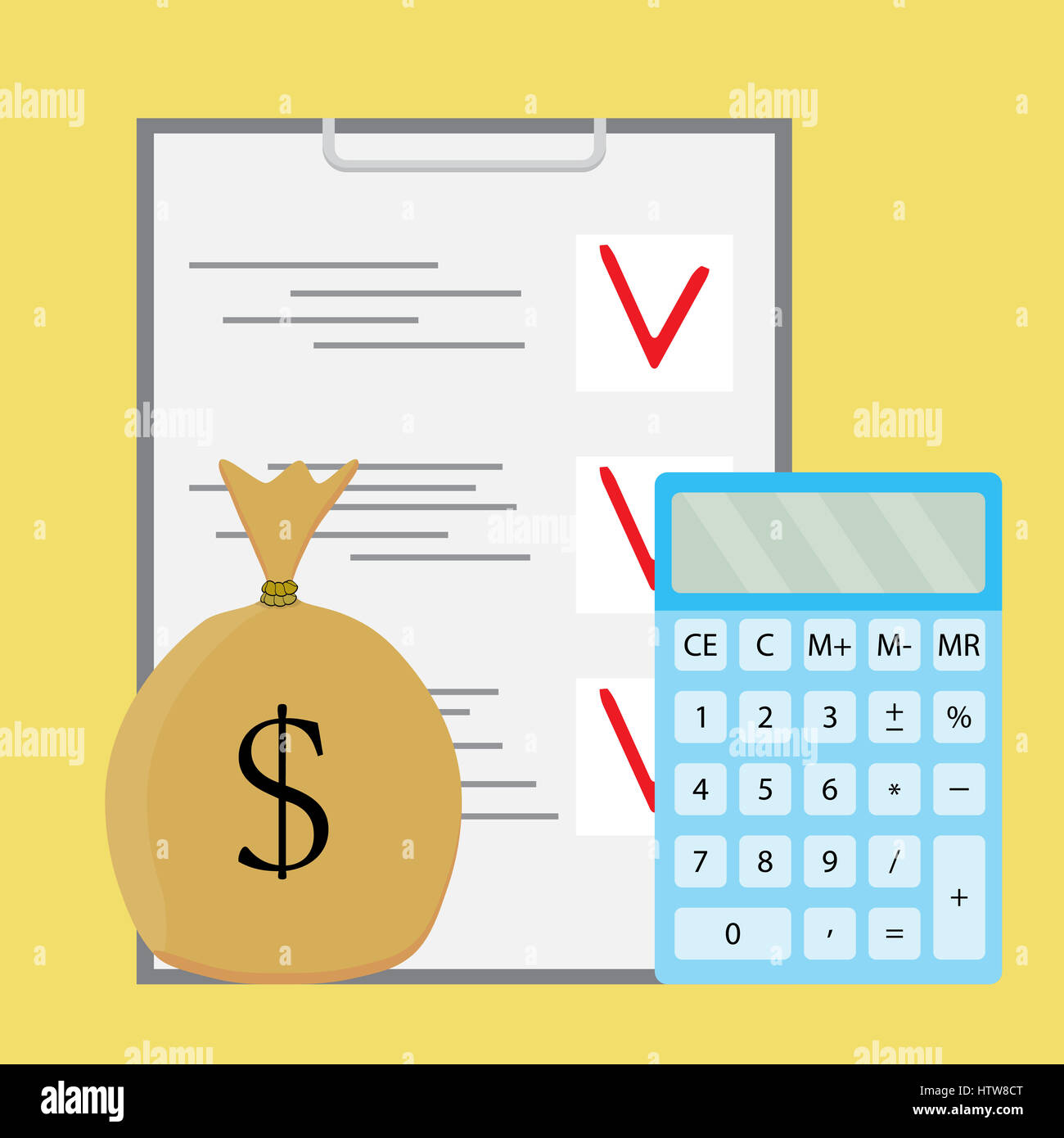 Audit Geldzählen. Financial Accounting, Checkliste und Berechnung Finanzen, Vektor-illustration Stockfoto