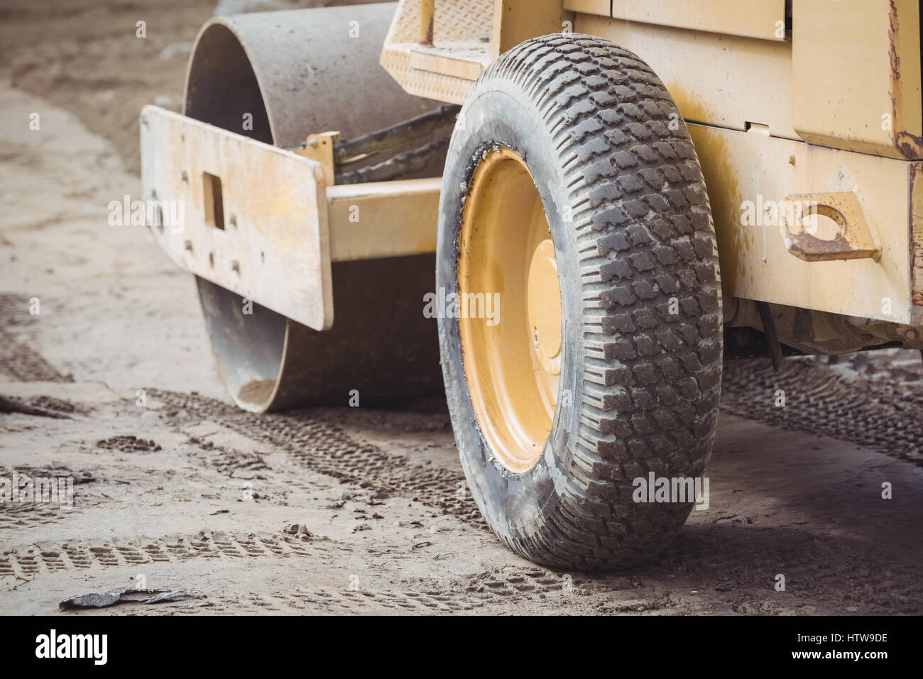 Bulldozer auf Baustelle Stockfoto