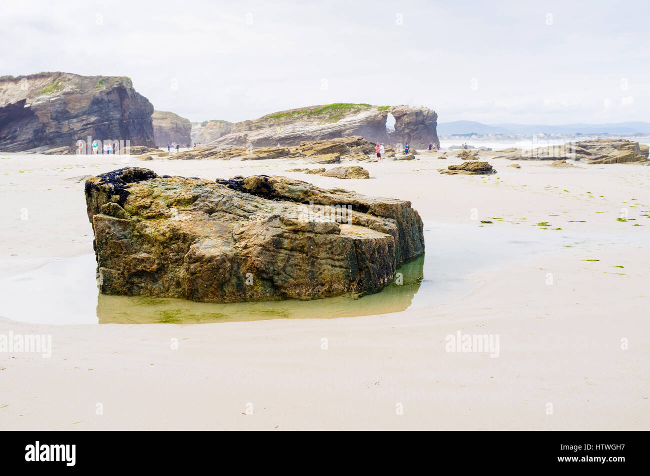 Strand der Kathedralen-Naturdenkmal bei Ribadeo Gemeinde Lugo Provinz, Galizien, Spanien, Europa Stockfoto