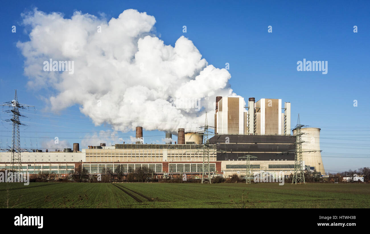 Braunkohlekraftwerk Weisweiler RWE / Kraftwerk Weisweiler in Eschweiler, NRW / Nordrhein-Westfalen, Deutschland Stockfoto