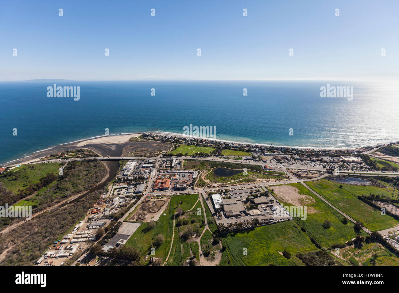 Luftbild von der Pazifikküste in Malibu, Kalifornien. Stockfoto