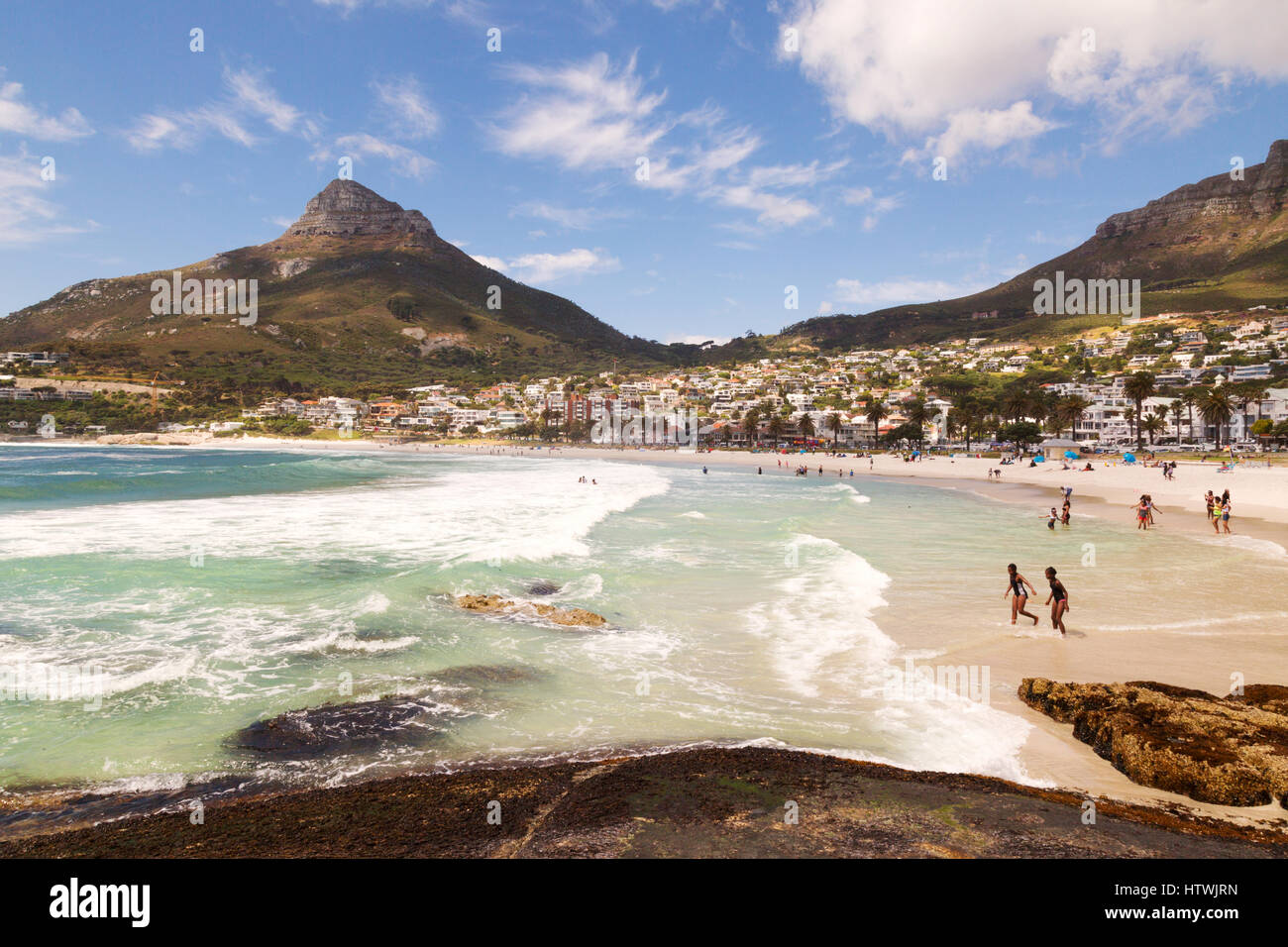 Camps Bay Beach, Vorort Camps Bay, Cape Town South Africa Stockfoto