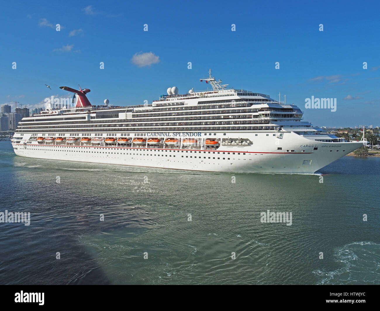 Carnival Splendor Kreuzfahrtschiff im Hafen von Miami. Stockfoto
