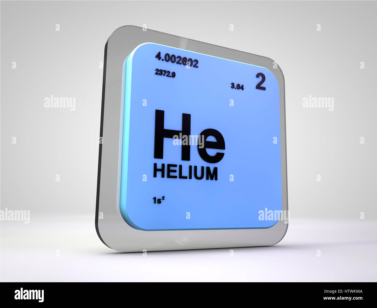 Helium - er - Chemisches Element Periodensystem 3d render Stockfoto