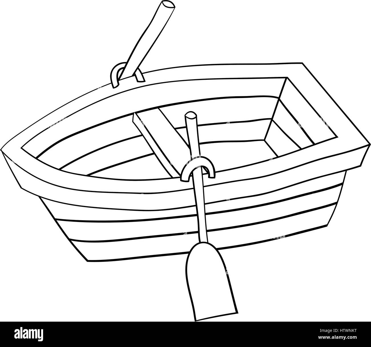 Illustration von niedlichen Cartoon Doodle von hölzernen Ruderboot. EPS8. Stock Vektor