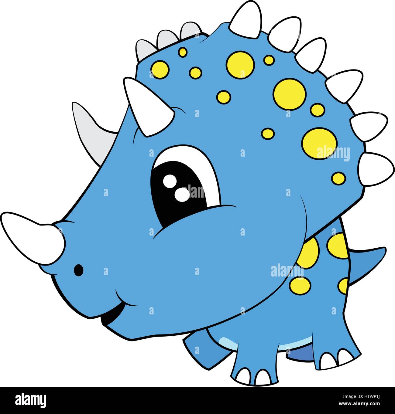 Illustration von niedlichen Cartoon blau Baby Triceratops Dinosaurier. Vektor EPS 8. Stock Vektor