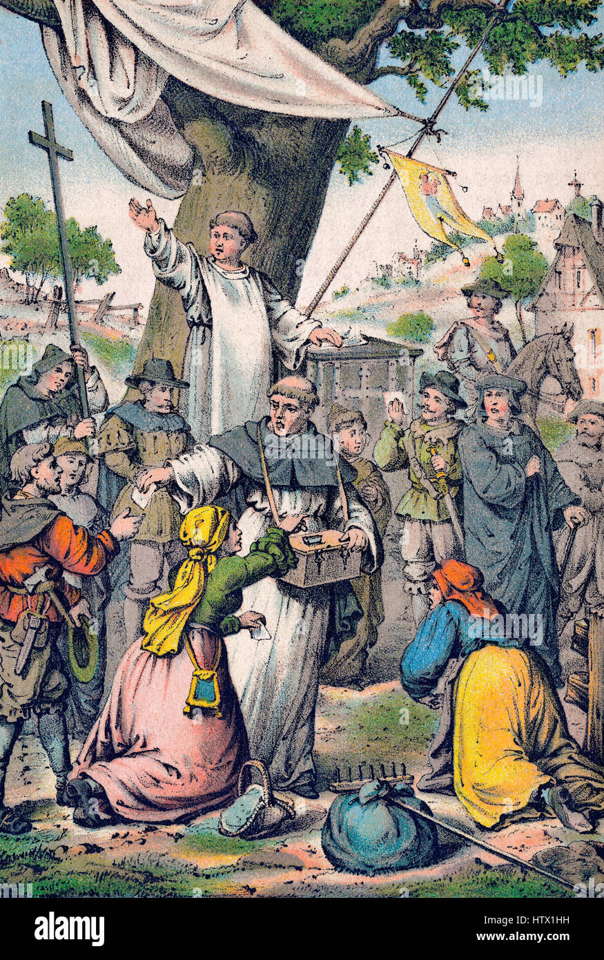 Johann Tetzel, Genuss einer römisch-katholischen Deutsch, Dominikanermönch und Prediger Verkauf Briefe Stockfoto