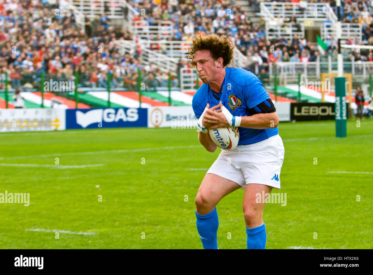 Rugby-Testspiel Italien-Argentinien. Mauro Bergamasco in Aktion auf Spielplatz Stockfoto