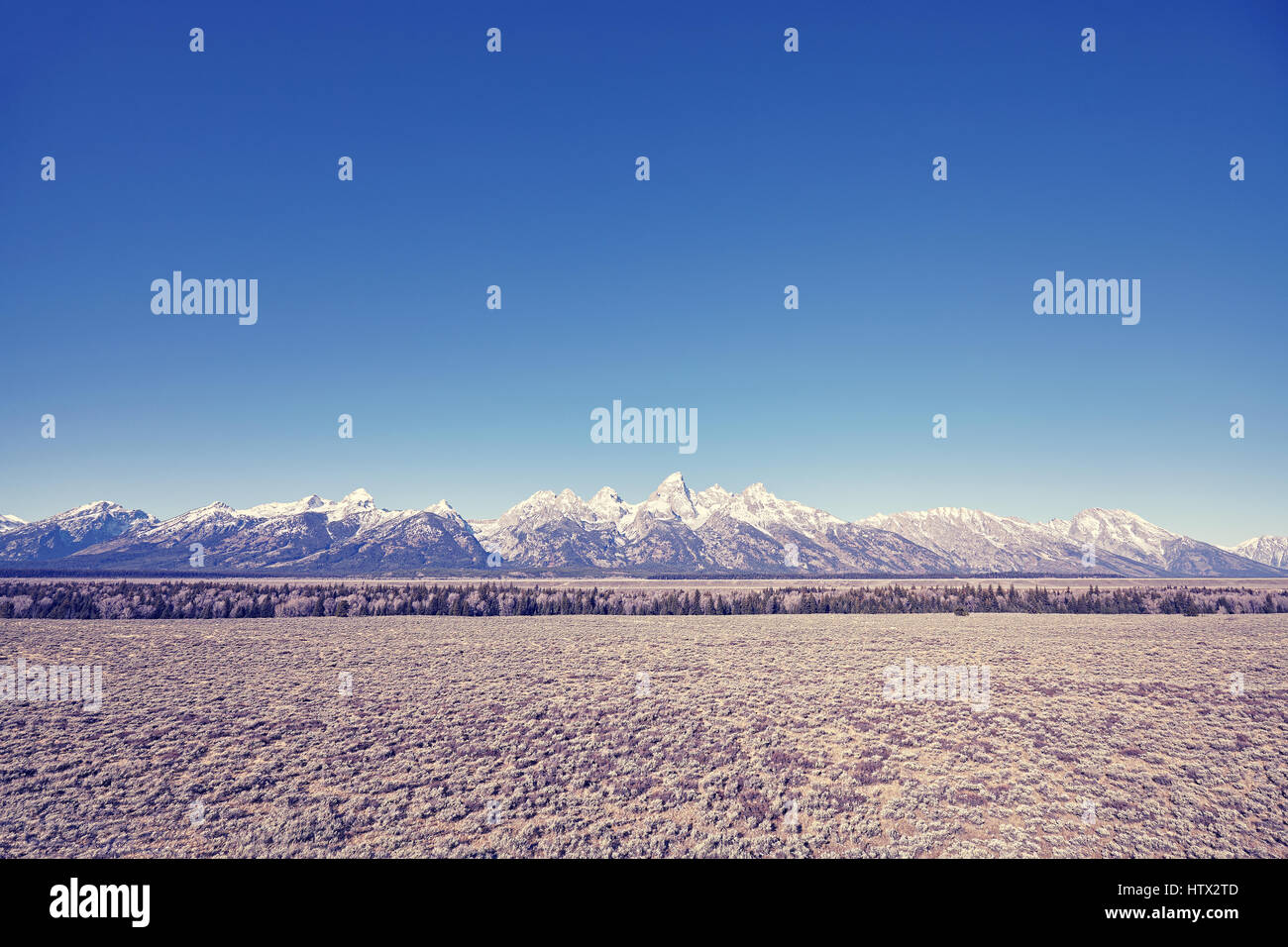Farbe getönt Berglandschaft, Grand-Teton-Nationalpark, Wyoming, USA. Stockfoto