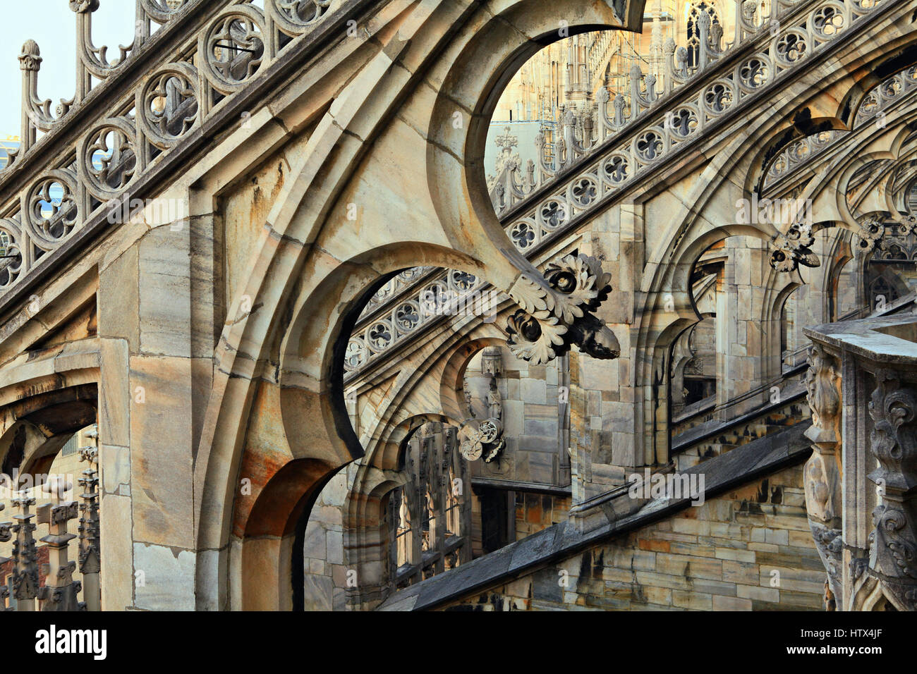 Architektonischen Details der Duomo, der Mailänder Dom-Dach. Stockfoto