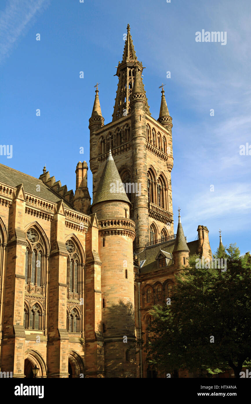 Historische Universität Glasgow Tower. Schottland, Vereinigtes Königreich Stockfoto