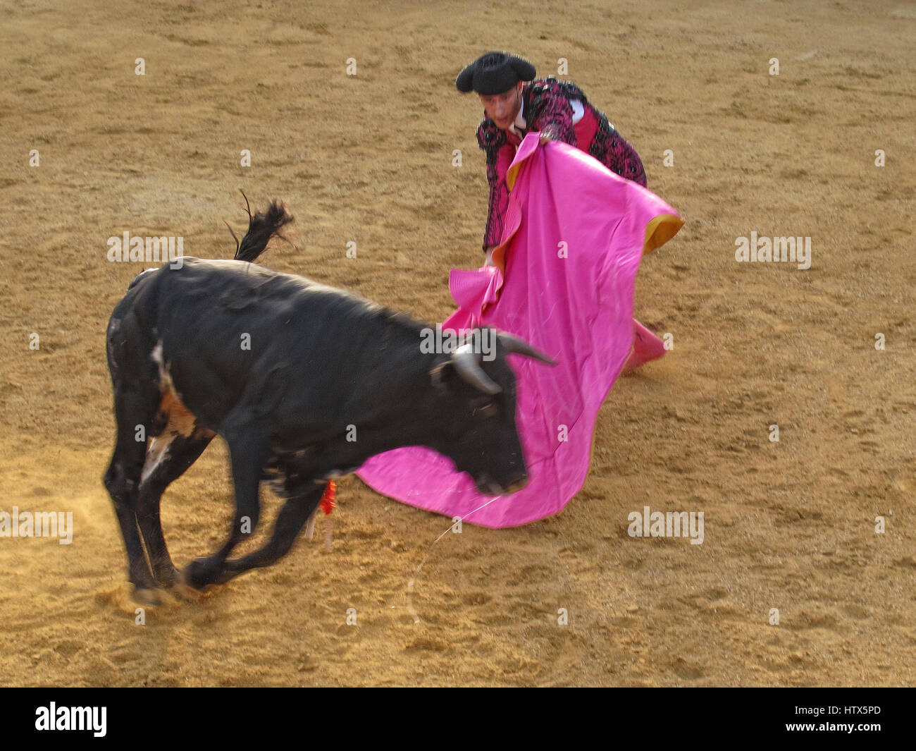 Stierkämpfer in einen Stierkampf in Mijas Spanien Andalusien Stockfoto