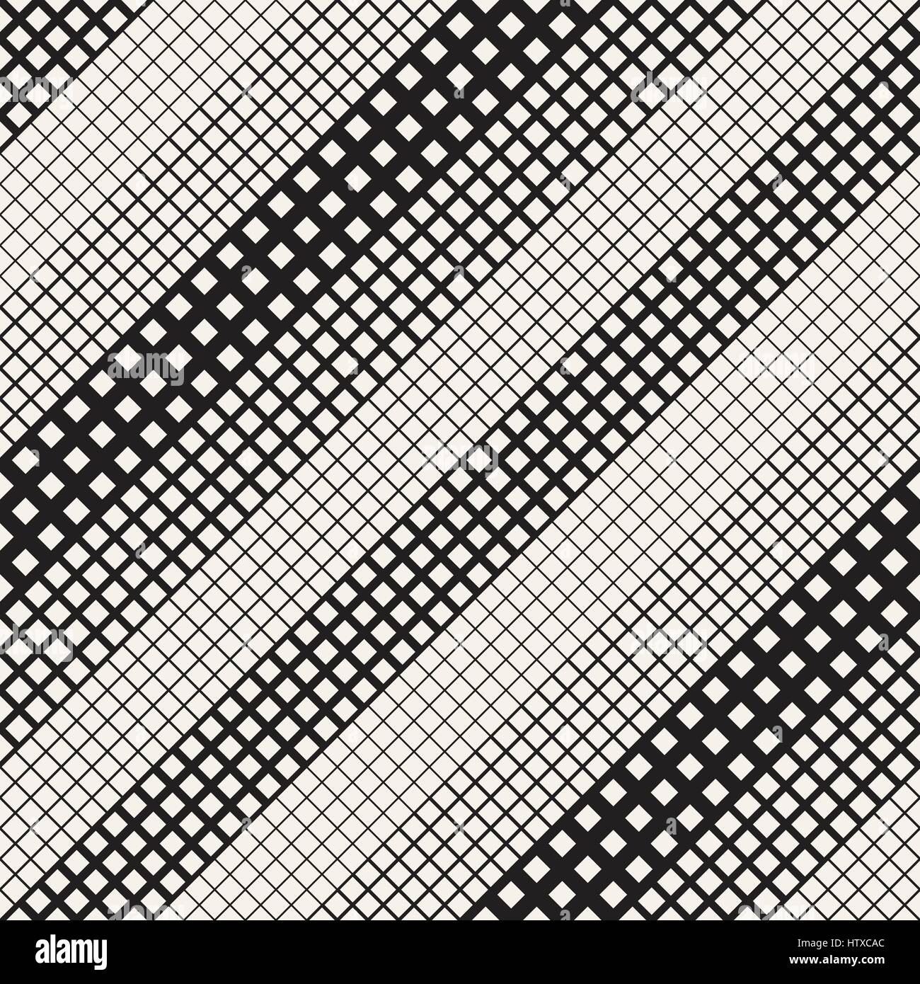 Moderne stilvolle Halbton Textur mit zufälliger Größe Quadrate. Vector Seamless Pattern. Stock Vektor