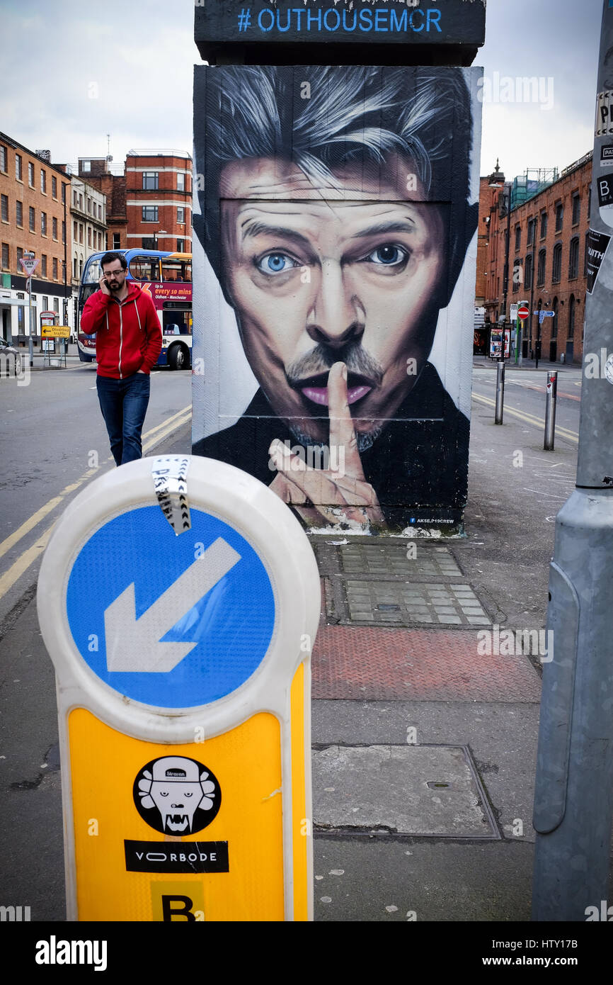 Müll und Graffiti auf Spear Street, in der Stadt Zentrum Manchester, UK Stockfoto