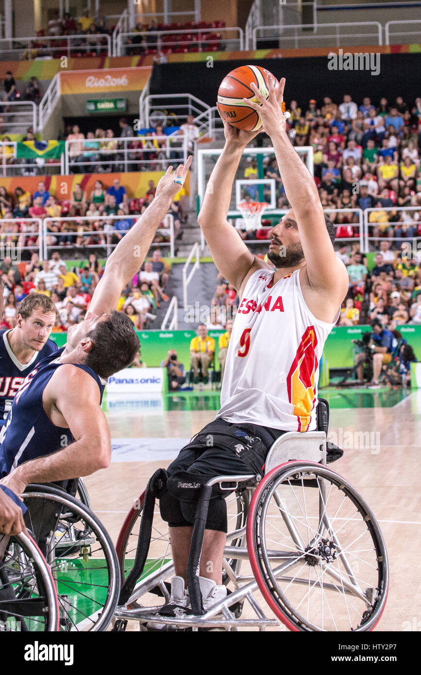 Rollstuhl-Basketball-Wettbewerb während der Paralympischen Sommerspiele Rio 2016 Stockfoto