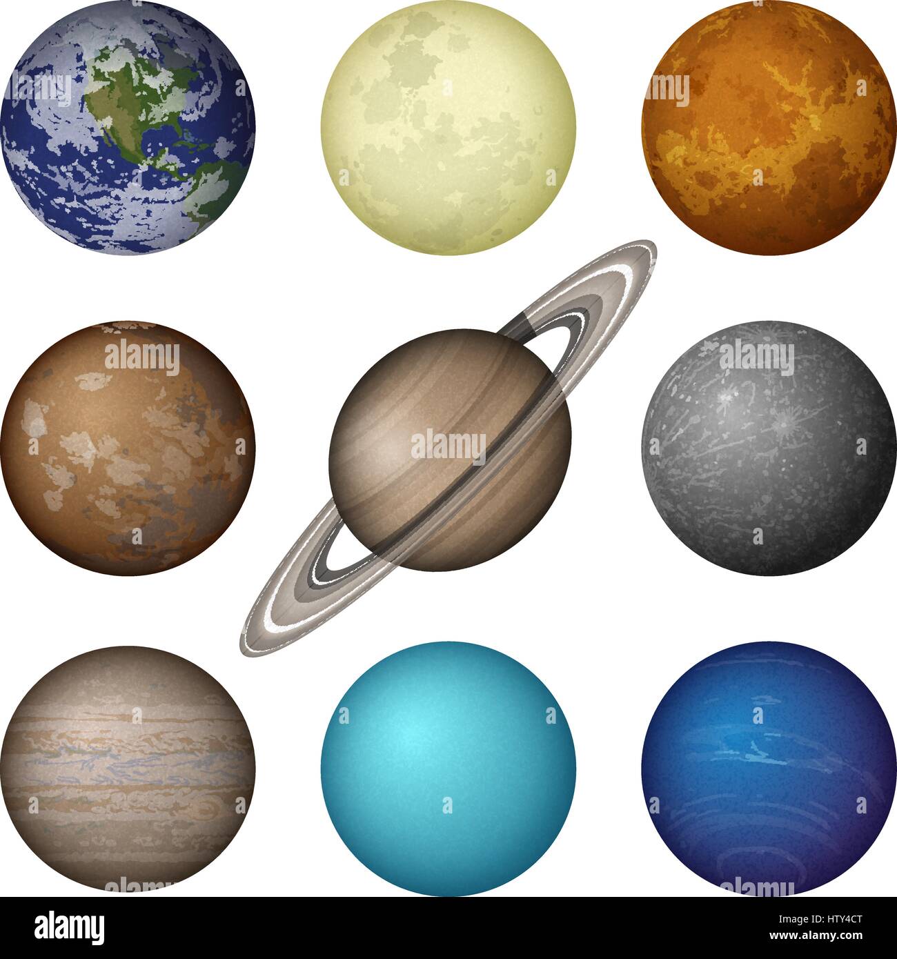 Sonnensystem Planeten und Mond, setzen Stock Vektor