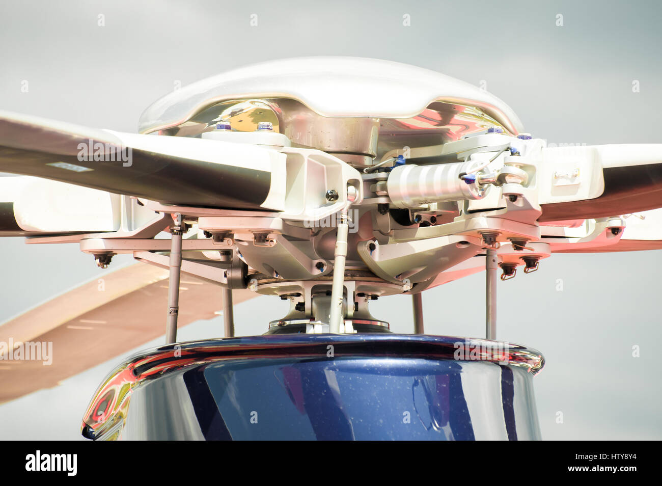 Nahaufnahme einer komplexen Hubschrauber Rotor Blade Versammlung Stockfoto