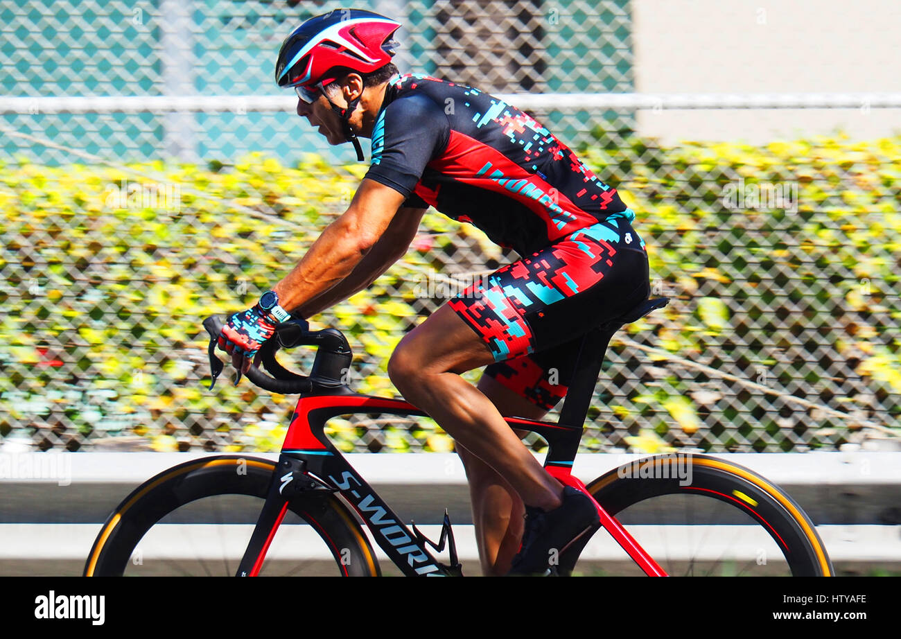 Radrennfahrer in Miami, Florida. Stockfoto