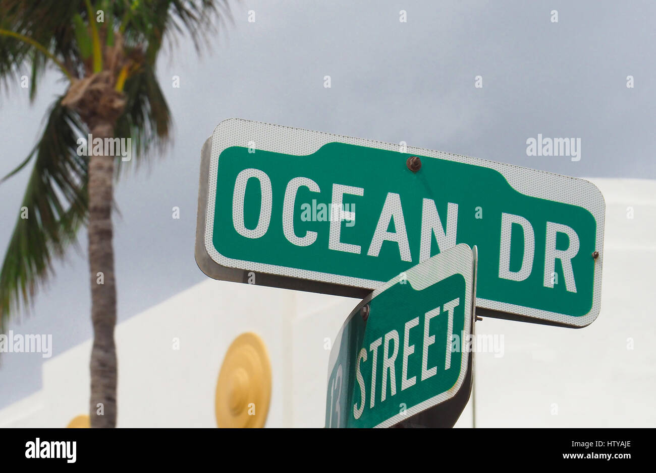 South Miami Beach Straßenschild für Ocean Drive. Stockfoto