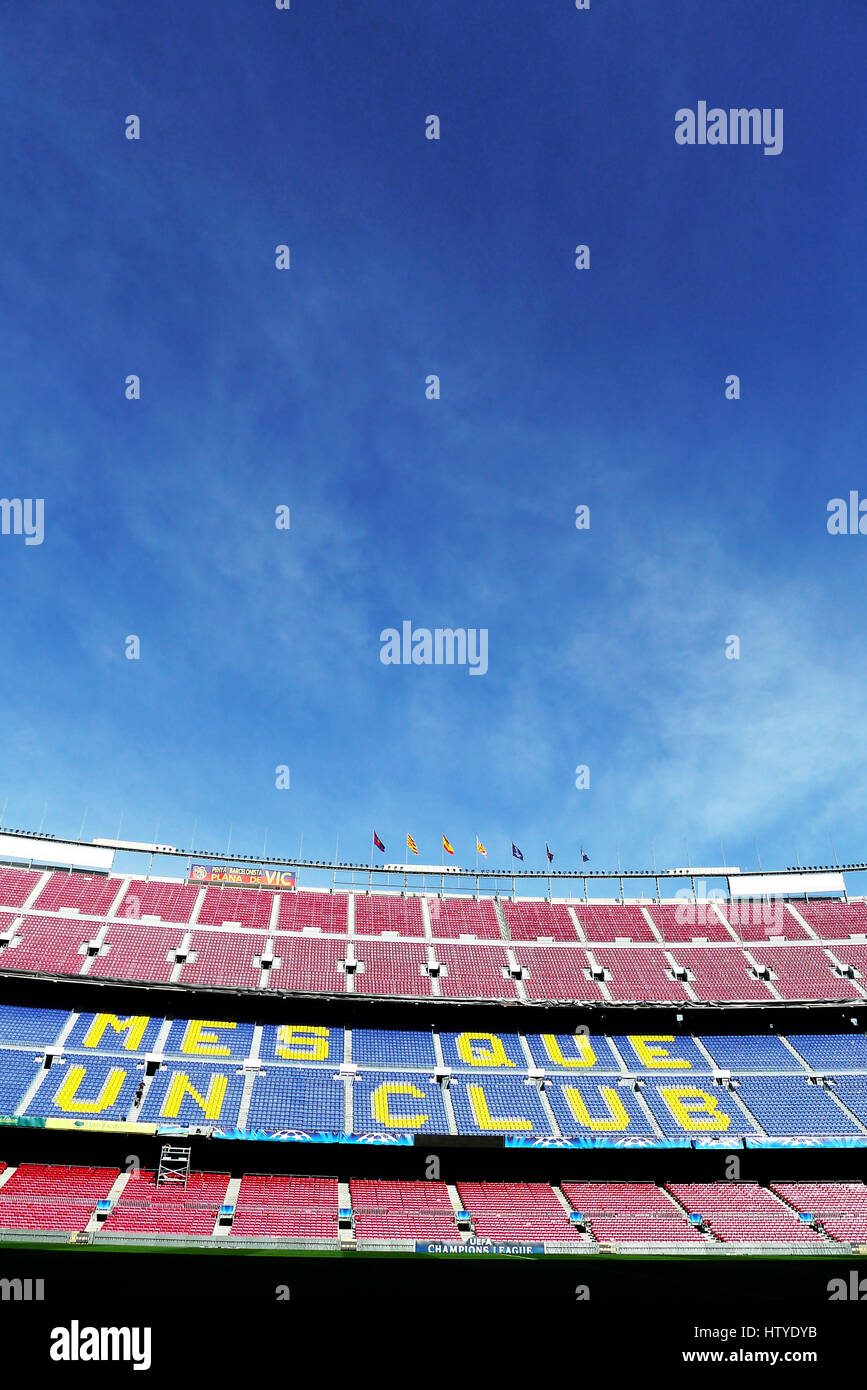 Camp Nou ist ein Fußballstadion in Barcelona, Spanien. Es ist auch die Heimat der Futbold Club Barcelona seit 1957. Stockfoto