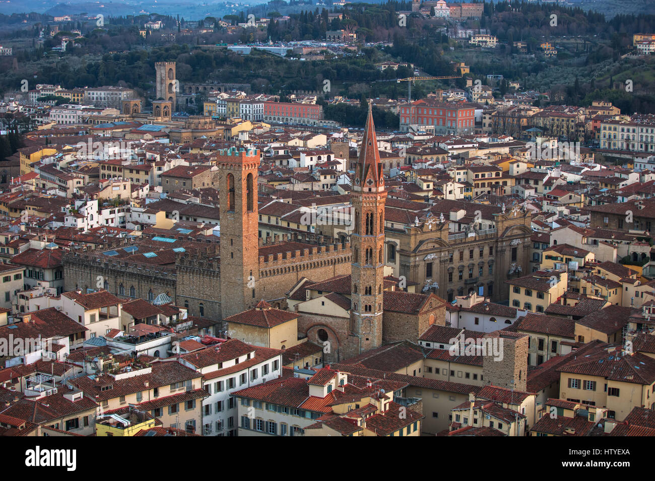 Badia Fiorentina und Bargello Tower, Florenz, Italien Stockfoto