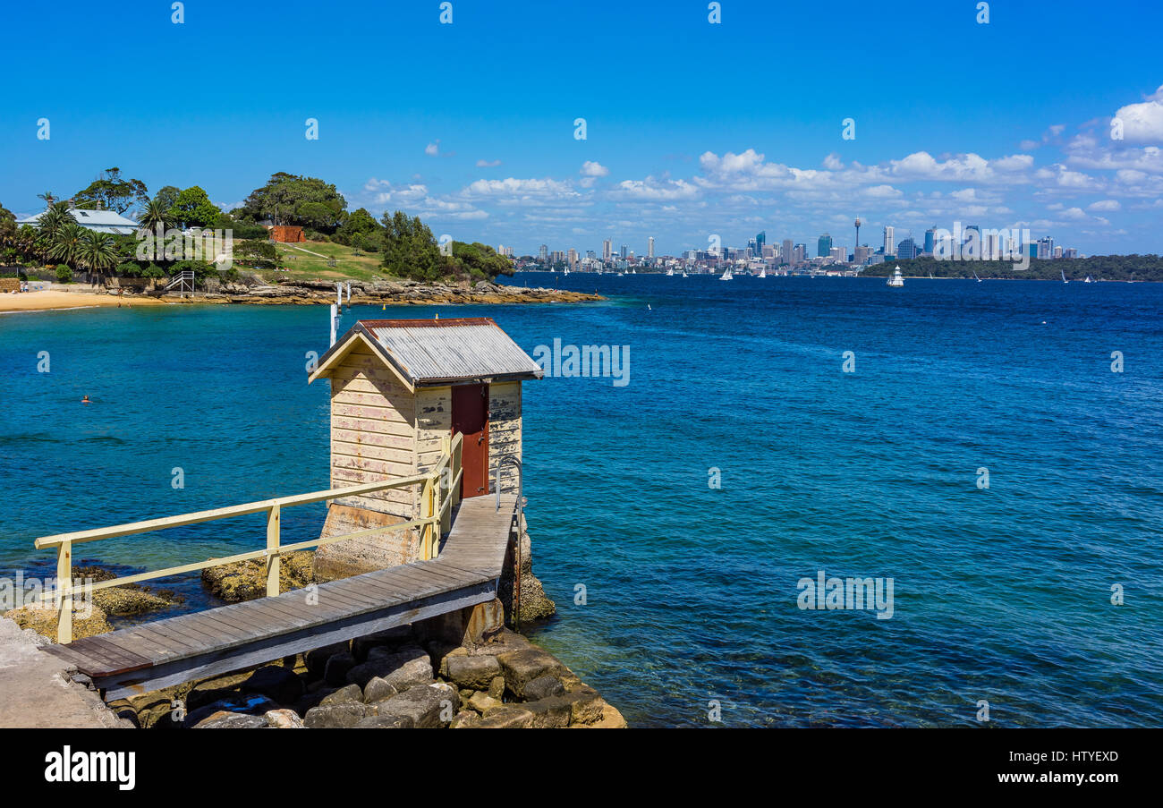 Rettungsboot-Kabine, Camp Cove, Sydney, New South Wales, Australien Stockfoto