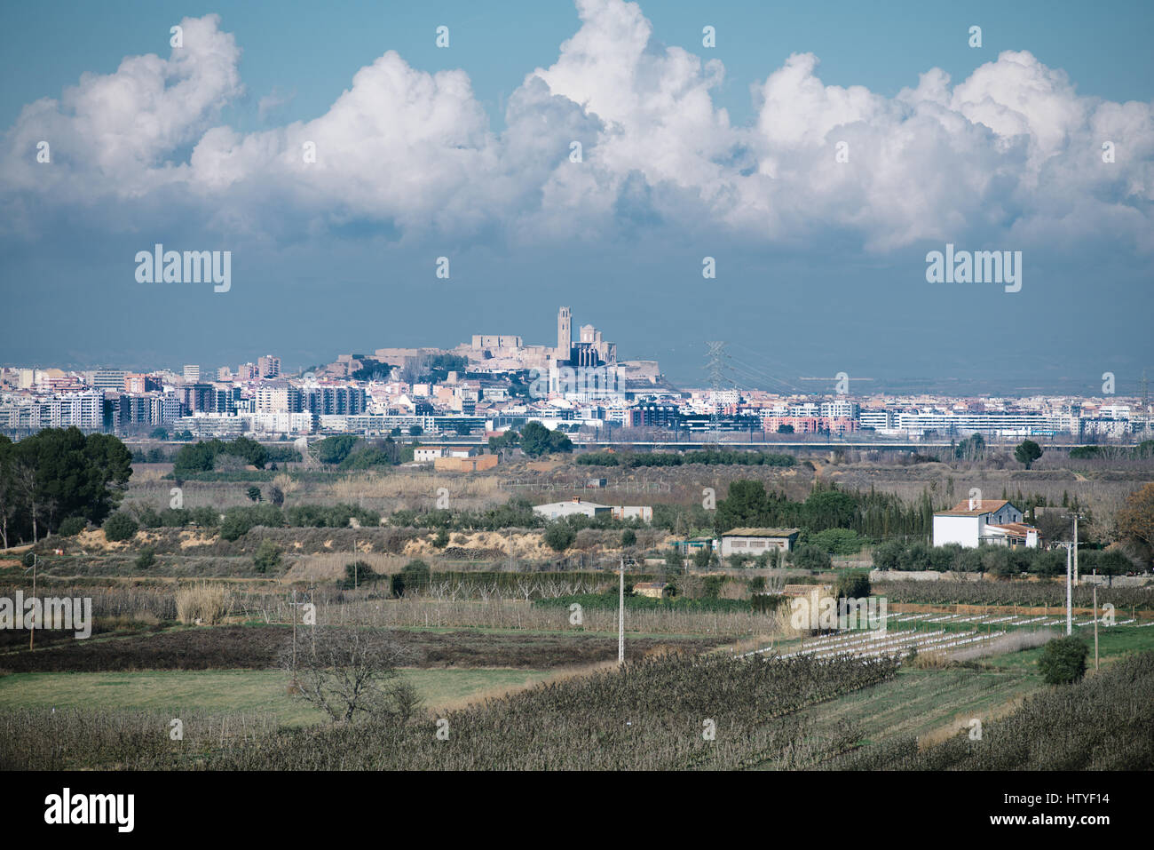 Skyline der Stadt, Lleida, Spanien Stockfoto