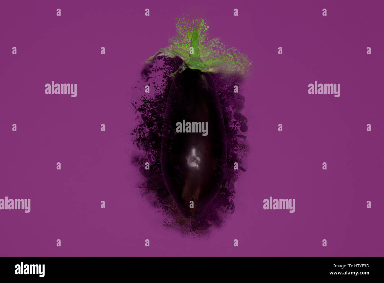 Aubergine und Acrylfarbe Stockfoto