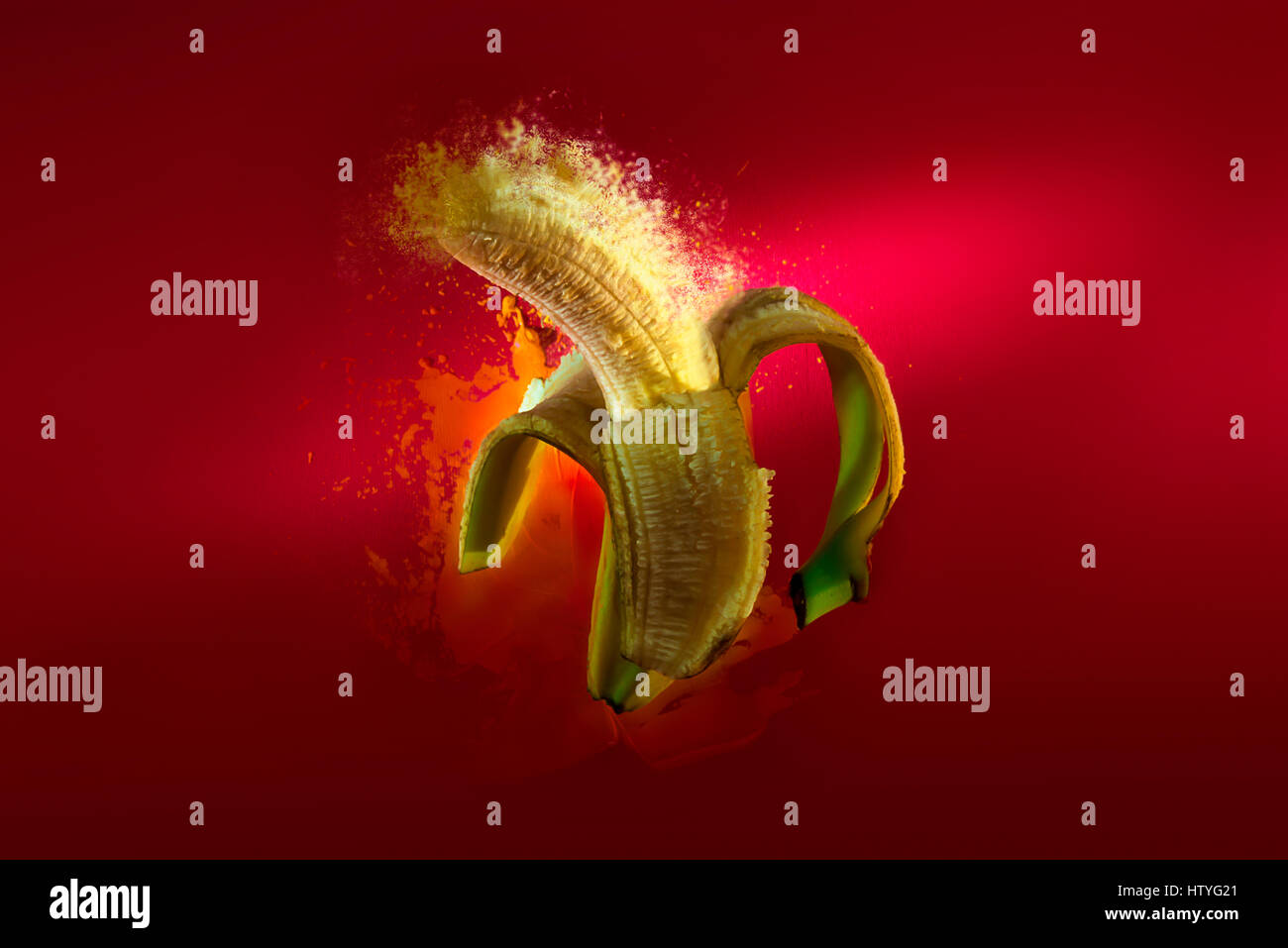 Banane mit Acryl-Farbe Stockfoto