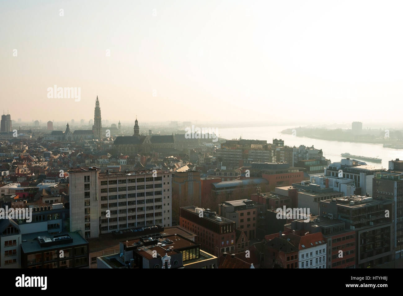 Blick über die Skyline von Antwerpen, Belgien Stockfoto
