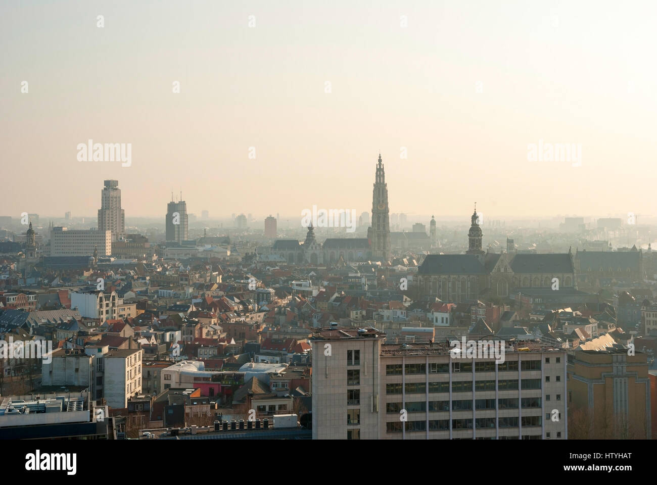 Blick über die Skyline von Antwerpen, Belgien Stockfoto