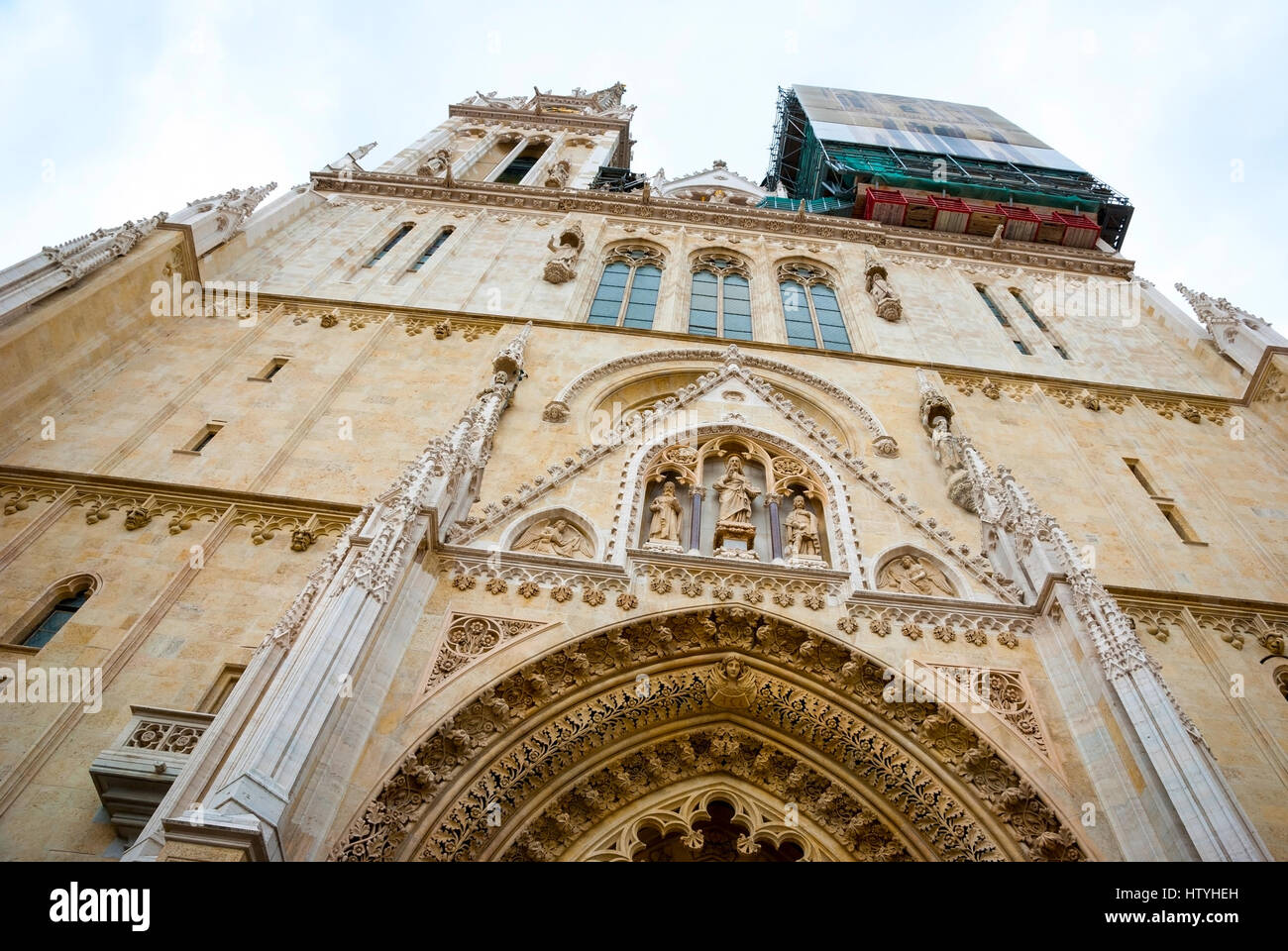 Detail der Kathedrale Mariä Himmelfahrt in Zagreb, Kroatien Stockfoto