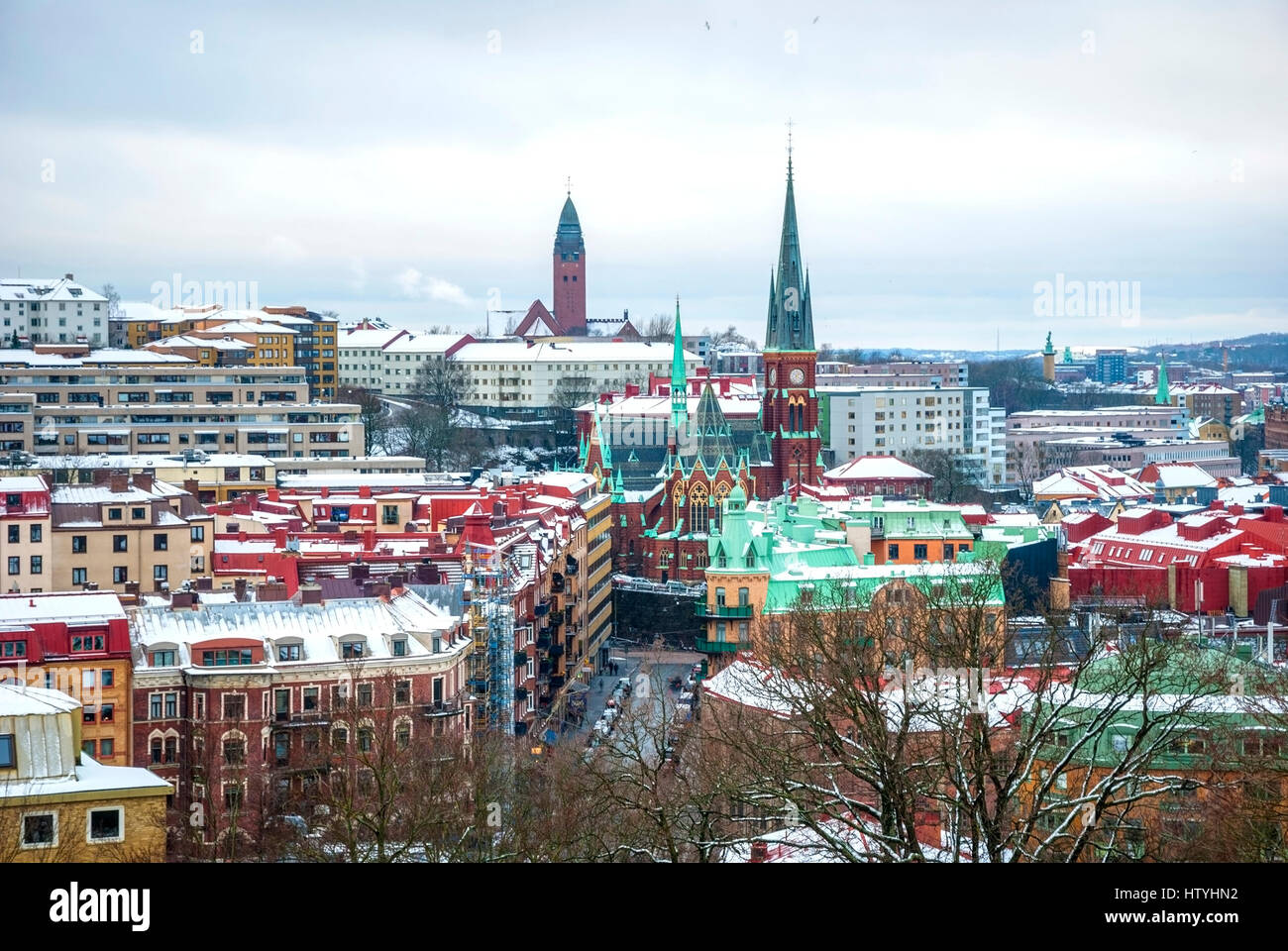 Blick über die Skyline von Göteborg in Schweden, Winter-HDR-Foto Stockfoto