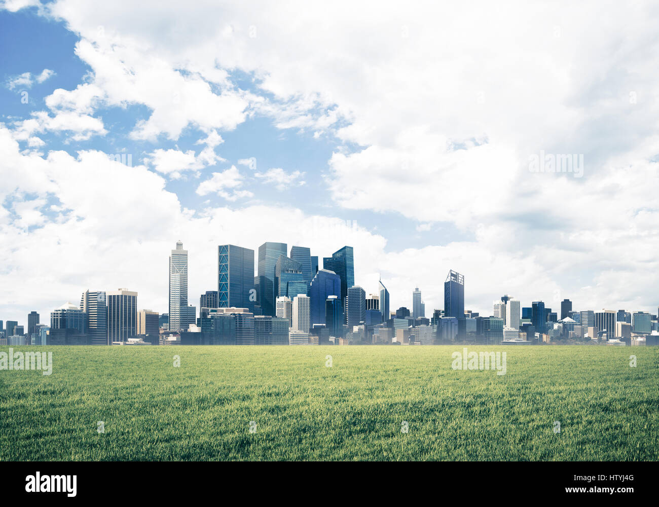 Natürliche Landschaftsblick auf Wolkenkratzer und urbanen Gebilde als symb Stockfoto