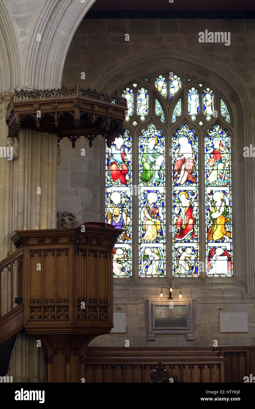 Dekorative hölzerne Kanzel in St Mary die Jungfrau Kirche Oxford Stockfoto