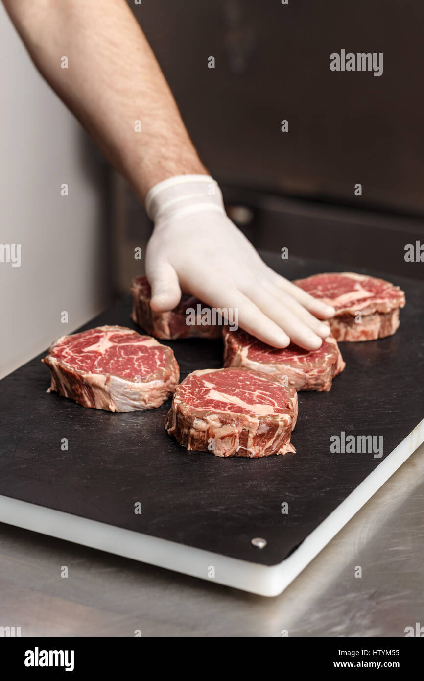 Frisches rohes Rindfleisch Fleisch steak Stockfoto