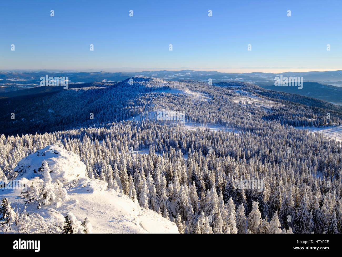 Mittagsplatzl, Ansicht großer Arber, natürliche Erhaltung Bayerischer Wald, Niederbayern, Bayern, Deutschland Stockfoto