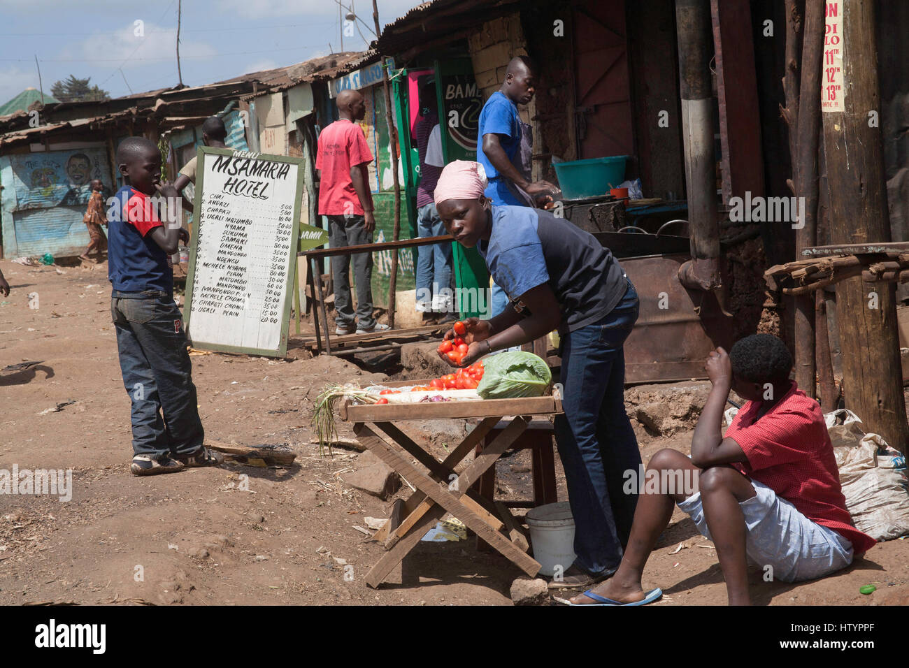 Street Scene, kibera Slum, Nairobi, Kenia, Ostafrika Stockfoto