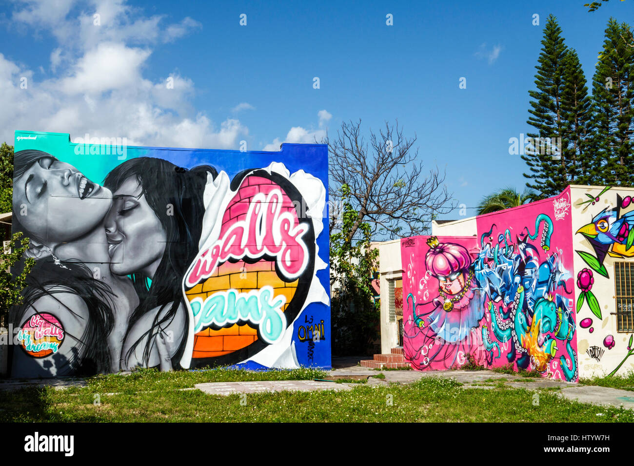 Miami Florida, Wynwood, städtische Graffiti, Street Art, Big Walls Big Dreams Projekt, bemalte Wandmalerei, FL170122038 Stockfoto