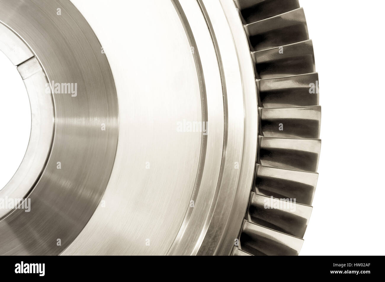 Jet-Engine Turbinenschaufel isoliert auf weiss Stockfoto