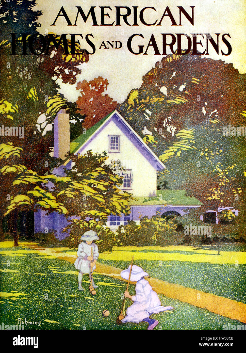 Monatlich erscheinende Zeitschrift AMERICAN HOMES AND GARDENS. Cover von 1910-Ausgabe Stockfoto