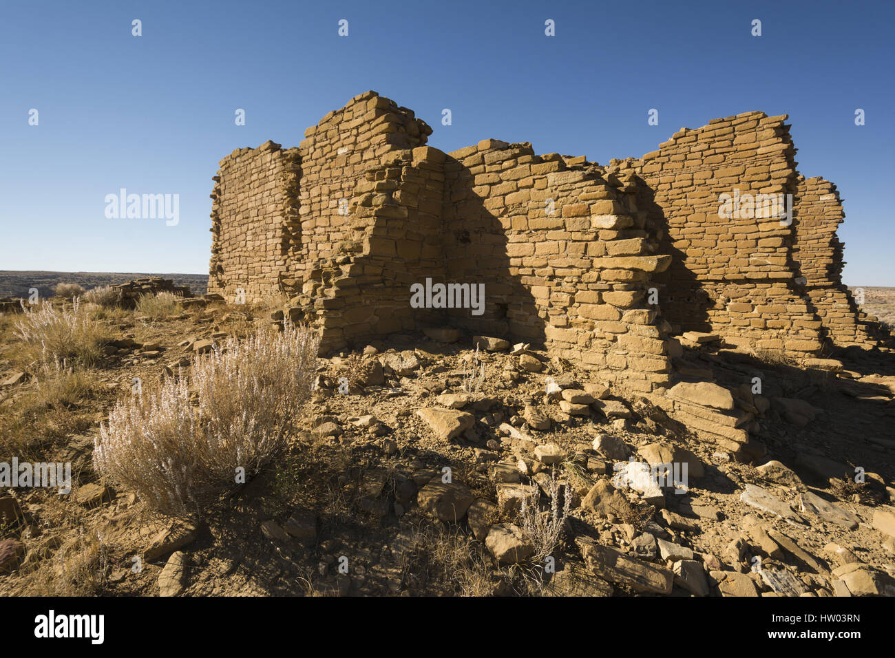 New-Mexico, Chaco Culture National Historical Park, Pueblo Alto, uralten Puebloan große Haus Ruinen, UNESCO-Weltkulturerbe Stockfoto