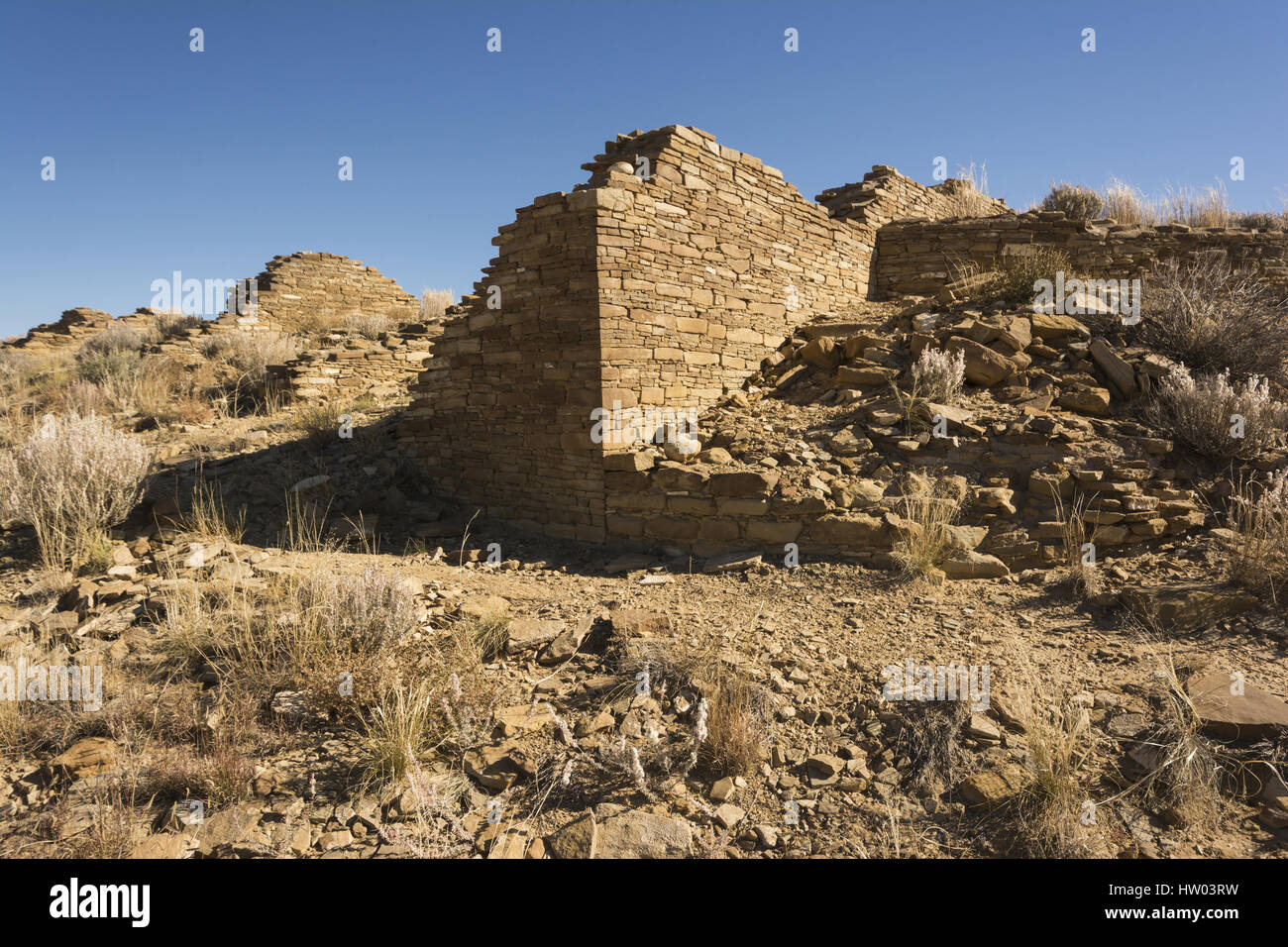 New-Mexico, Chaco Culture National Historical Park, Pueblo Alto, uralten Puebloan große Haus Ruinen, UNESCO-Weltkulturerbe Stockfoto