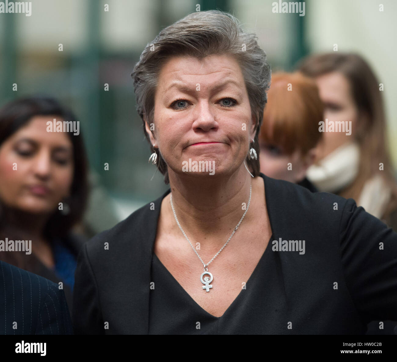 Berlin, Deutschland. 14. März 2017. Ylva Johansson, schwedischer Minister für Beschäftigung und Integration in Berlin, Deutschland, 14. März 2017. Foto: Soeren Stache/Dpa/Alamy Live News Stockfoto