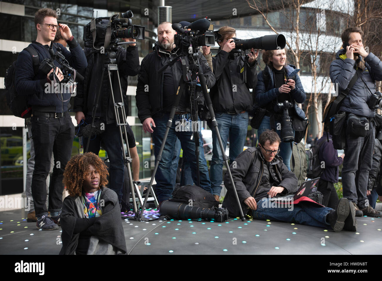 Westminster Bridge, London, UK. 22. März 2017. Medien für die heutige London Terror-Anschlag in Westminster, Central London. Bildnachweis: Jeff Gilbert/Alamy Live-Nachrichten Stockfoto