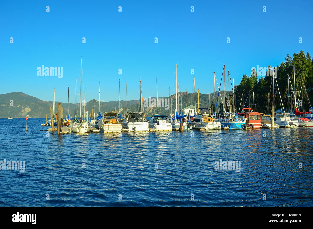 Lake Pend O'Reille, Idaho (Bayview Marina) Stockfoto