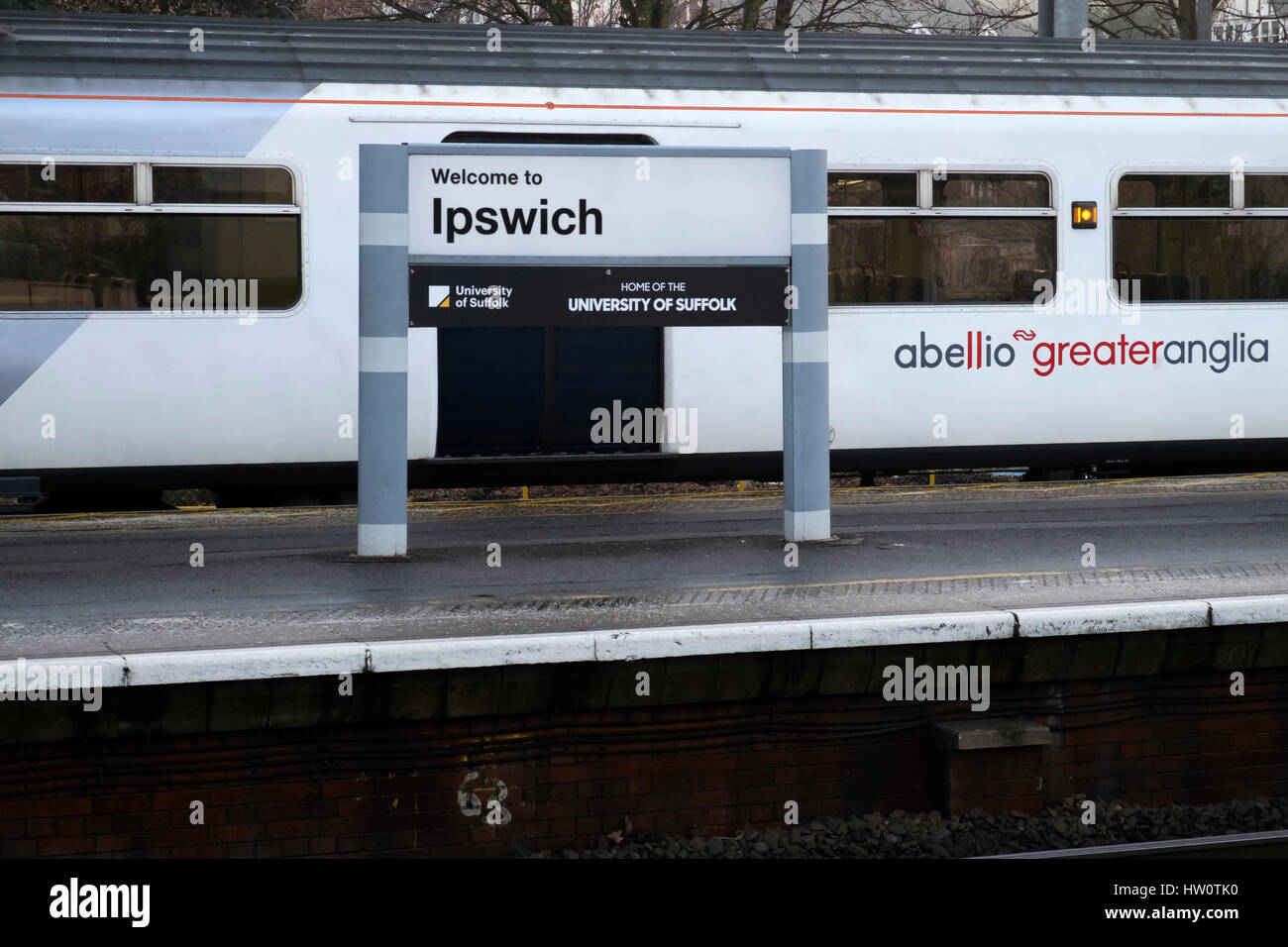 Bahnhof Ipswich, Suffolk, UK. Stockfoto
