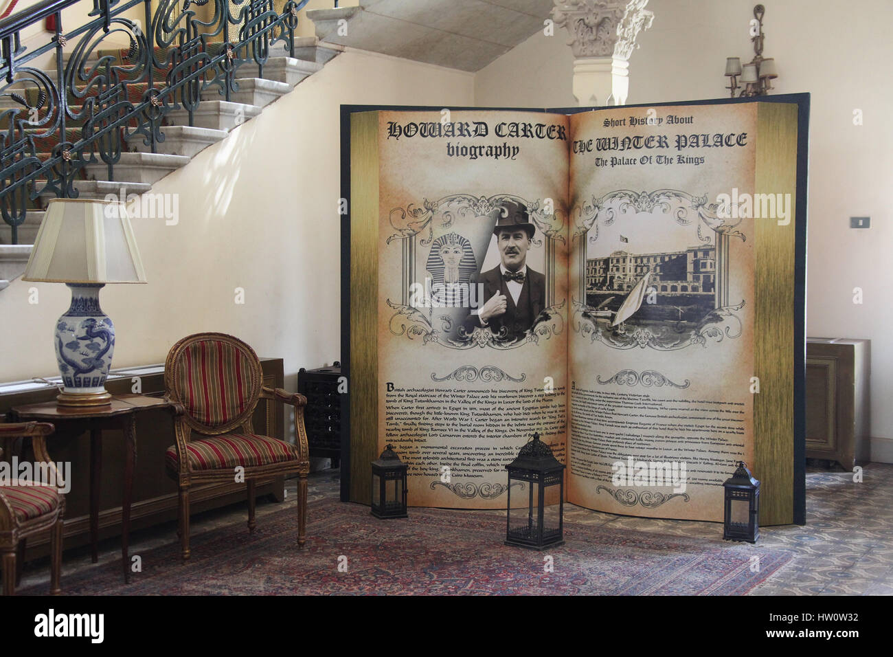 Foyer des Old Winter Palace Hotel in Luxor Stockfoto