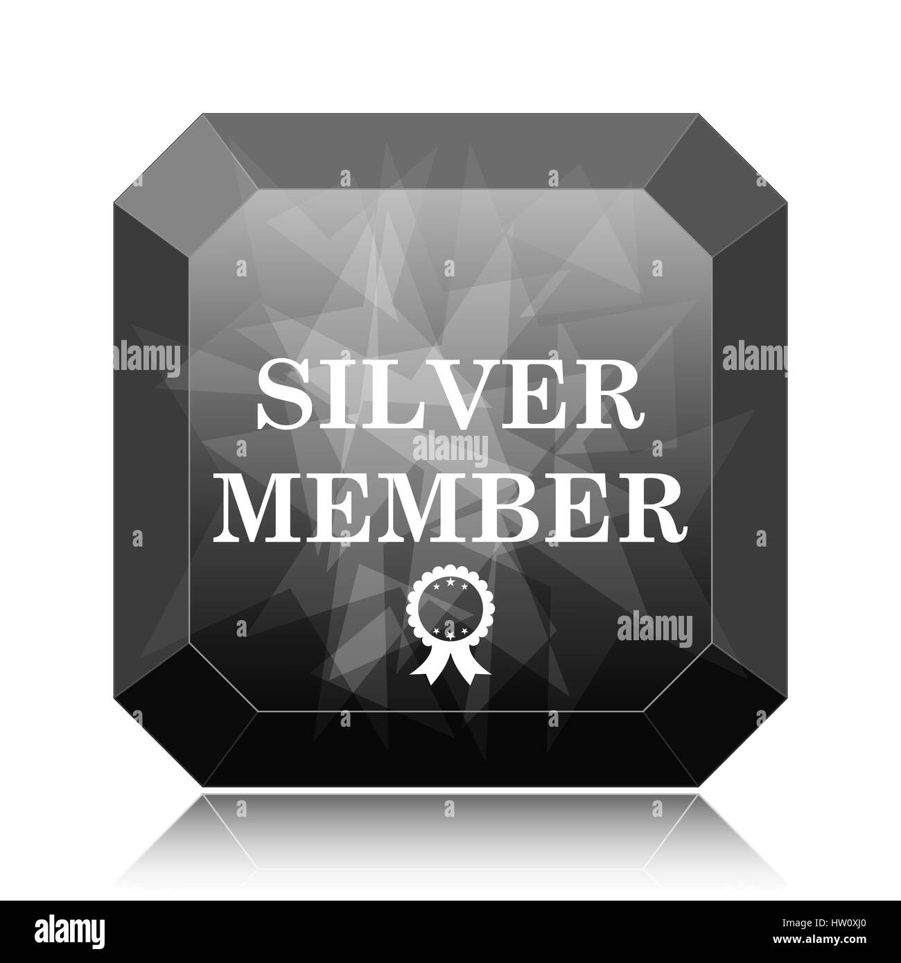 Silber-Mitglied, schwarze Webseite Symbolschaltfläche auf weißem Hintergrund. Stockfoto
